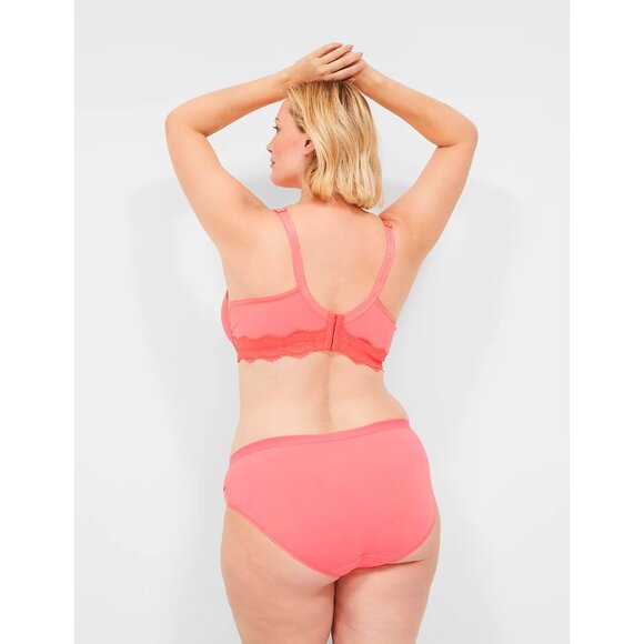 Lane Bryant Cacique Cotton Boost Plunge Bra With Eyelet Lace Trim 44C - Picture 2 of 5